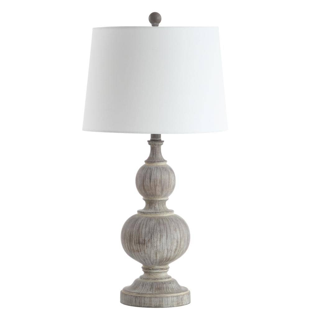 Ephraim Weathered Faux Wood Traditional Table Lamp Set, Gray