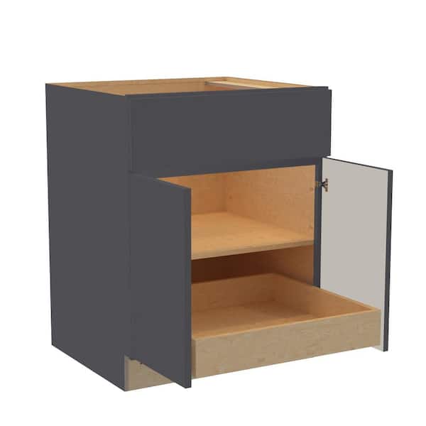 Home Decorators Collection Hargrove 30 in. W x 24 in. D x 34.5 in. H Assembled Plywood Base Kitchen Cabinet in Valiant Onyx with 1ROT Soft Close