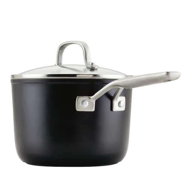 KitchenAid Hard Anodized Ceramic 5 qt. Aluminum Nonstick Saute Pan with Lid  in Matte Black 84841 - The Home Depot