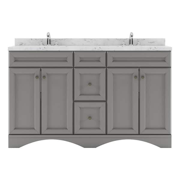 Virtu USA Talisa 60 in. W x 22 in. D x 37 in. H Double Sink Bath Vanity in Gray with Quartz Top
