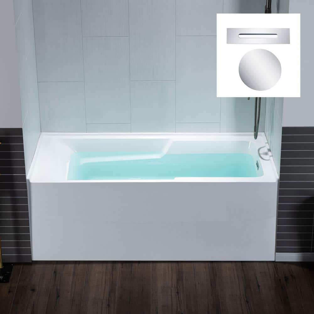Vine 60'' x 30'' White Acrylic Alcove Soaking Bathtub