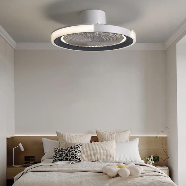 White Caged Ceiling Fan