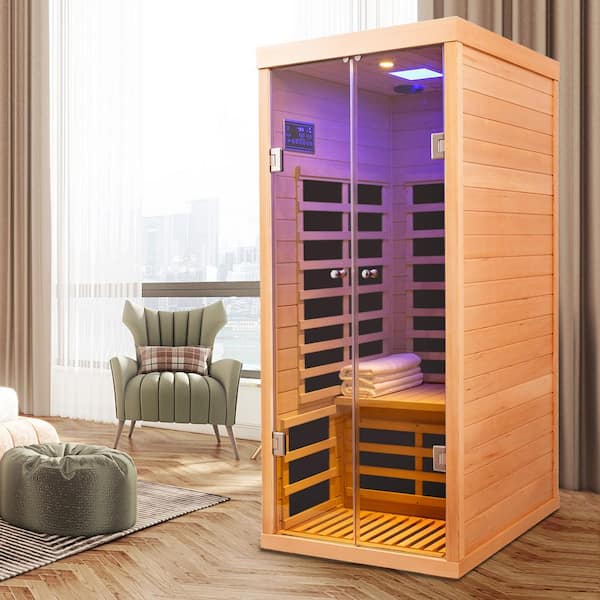 Spygo Moray 1-Person Indoor Hemlock Infrared Sauna with 7 Far