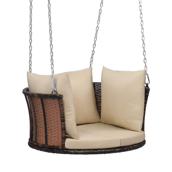Karl home Single Person Wicker Porch Swing with Cushion