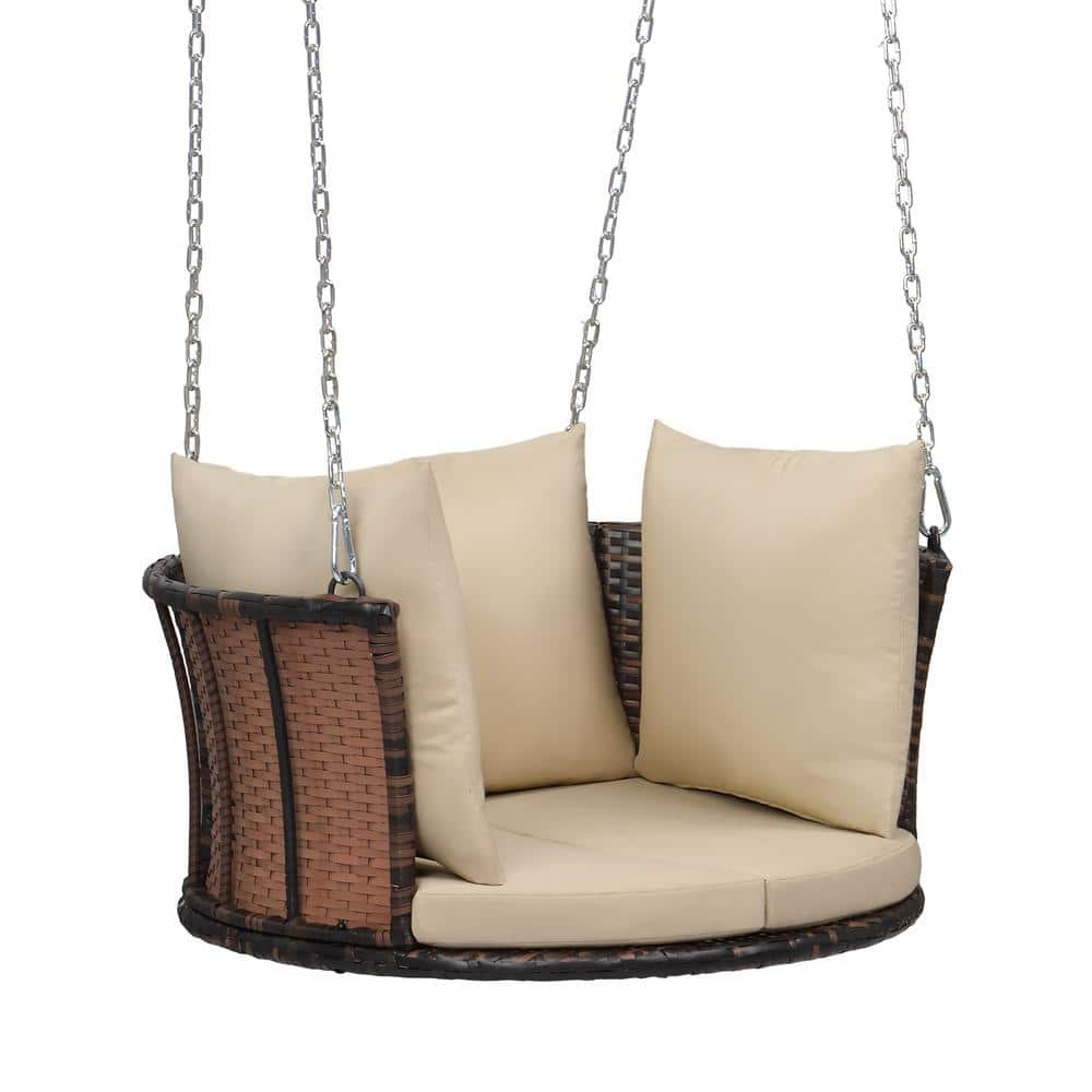 Winado Single Person Wicker Porch Swing with Cushion K1G56000657 - The ...