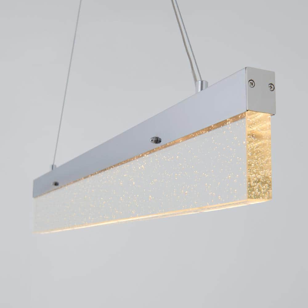 Essence Bar Chrome Linear LED Pendant Light with Bubble Glass