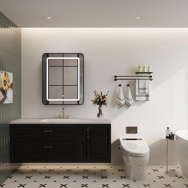 16 in. W x 24 in. H Bright Rectangular Silver Wall Mount LED Lighted Medicine Cabinet with Mirror