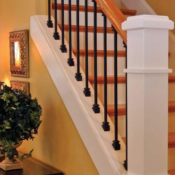 EVERMARK Stair Parts 5/8 in. Satin Black Angled Metal Baluster Shoe for Stair Remodel