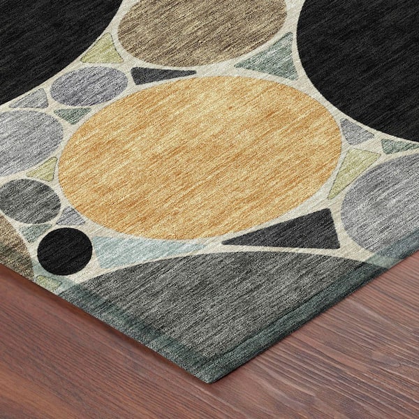 Chantille Machine Washable Indoor/Outdoor Abstract ACN2516 Black 9 ft. x 12 ft. Area Rug