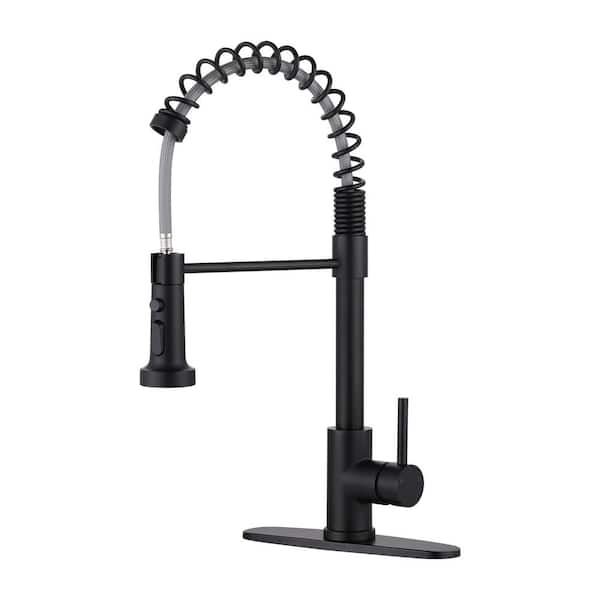 AVITAS Single Handle Pull-Down Sprayer Kitchen Faucet with 3 Spray Mode Stainless Steel in Matte Black