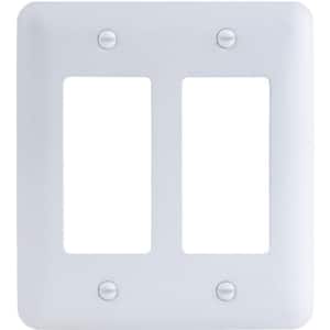 Perry 2-Gang Rocker/Rocker Metal Wall Plate, White (Textured/Paintable Finish)