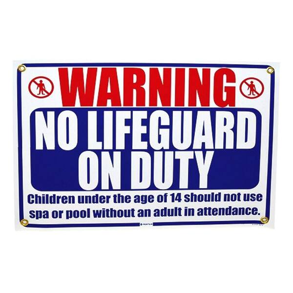 PENTAIR 18 in. x 12 in. Rainbow No Lifeguard On Duty Sign