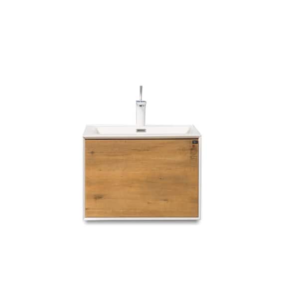 Maincraft Wall-Mounted 23.62 in. W x 19.09 in. D x 15.75 in. H. Bath Vanity in White with White Solid Surface Top with White Basin