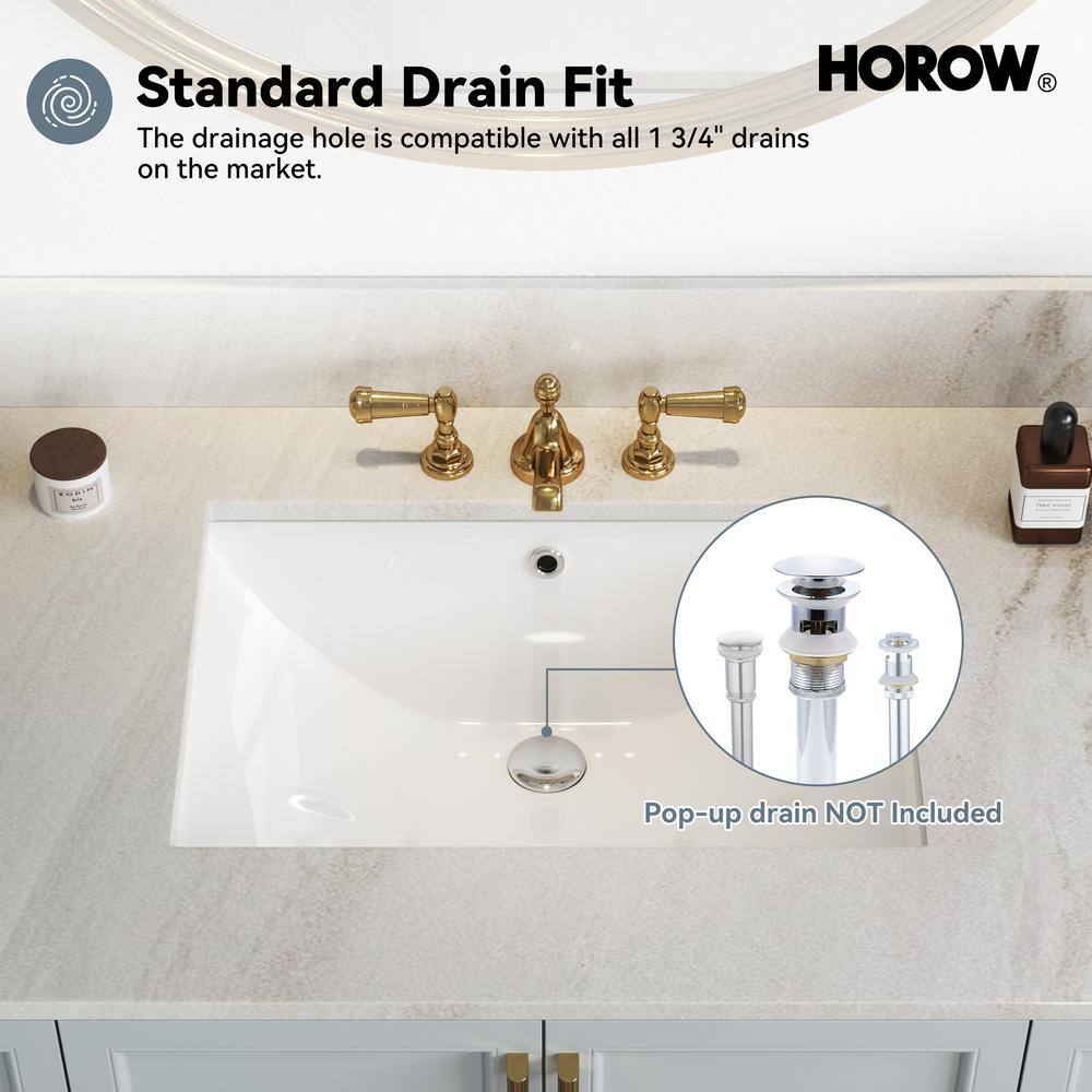 24 Inch White Ceramic Undermount Bathroom Sink with Overflow