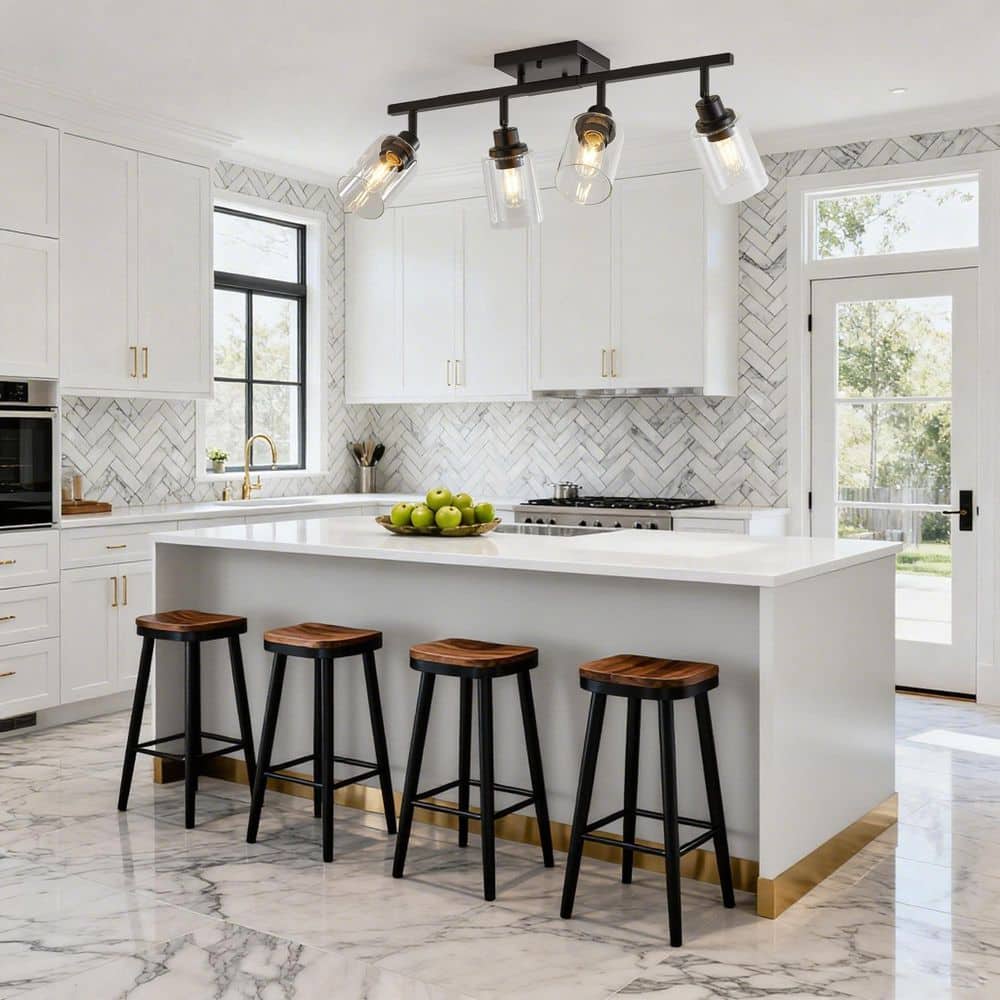 Adjustable 27.6 in. 4-Light Sputnik Matte Black Semi-Flush Mount Ceiling Light with No Buld for Foyer Kitchen, 1-Pack price history on PriceWatchPro