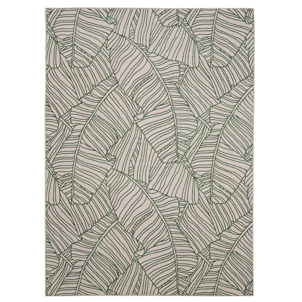 Larig Ivory and Green 3 ft. W x 5 ft. L Washable Polyester Indoor/Outdoor Area Rug price history on PriceWatchPro