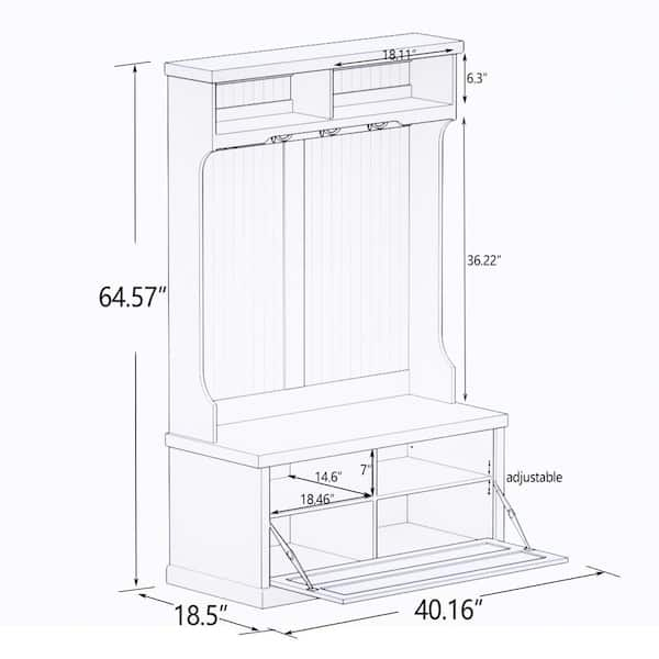 Walnut Wooden Coat Rack Stand Hall Tree Entryway Organizer 2-Heights with 8- Hooks HW65615BN - The Home Depot