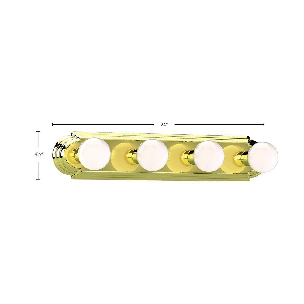 Polished Brass 4-Light Hollywood Vanity Fixture