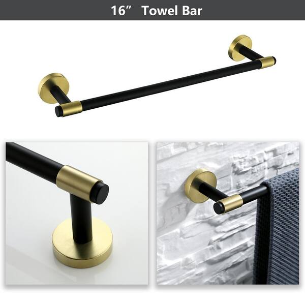 ruiling Porter 6- Piece Bath Hardware Set with Towel Ring Toilet Paper  Holder Towel Hook and Towel Bar in Stainless Steel Black ATK-216 - The Home  Depot
