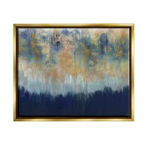 Abstract Gold Blue Textured Surface Painting by Third and Wall Floater Frame Abstract Wall Art Print 31 in. x 25 in.