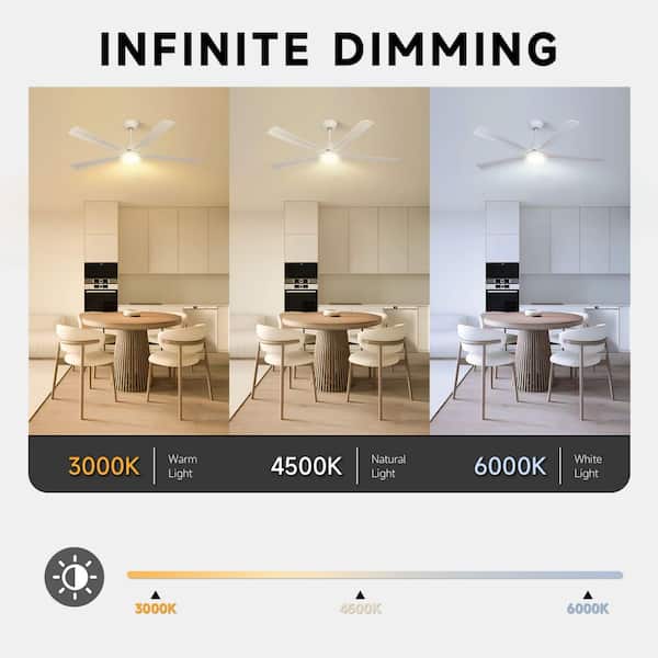 TOZING 52 in. Smart Indoor Modern White Low Profile