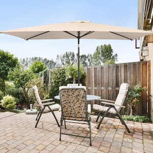 10 ft. x 6.5 ft. Rectangle Outdoor Patio Market Table Umbrella with Push Button Tilt and Crank in Beige