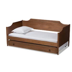 Alya Walnut and Gold Twin Daybed with Trundle