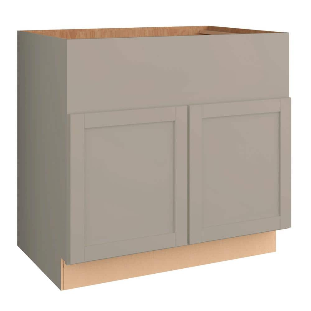 Courtland 36 in. W x 24 in. D x 34.5 in. H Assembled Shaker Sink Base Kitchen Cabinet in Sterling Gray -  Hampton Bay, SBD36-CSG