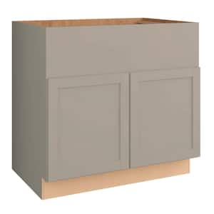 Courtland 36 in. W x 24 in. D x 34.5 in. H Assembled Shaker Sink Base Kitchen Cabinet in Sterling Gray