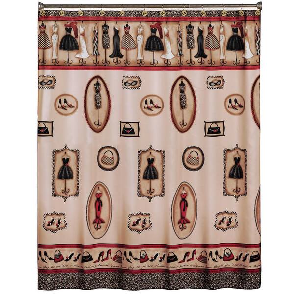 Saturday Knight 72 in. Red Fashion Passion Fabric Shower Curtain