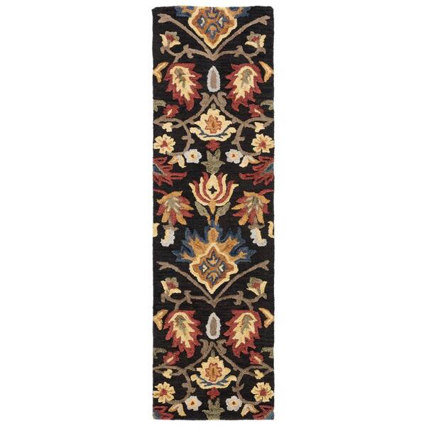 Blossom 2 ft. x 16 ft. Charcoal/Multi Geometric Floral Runner Rug