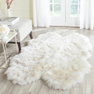 Sheep Skin White 4 ft. x 6 ft. Solid Area Rug