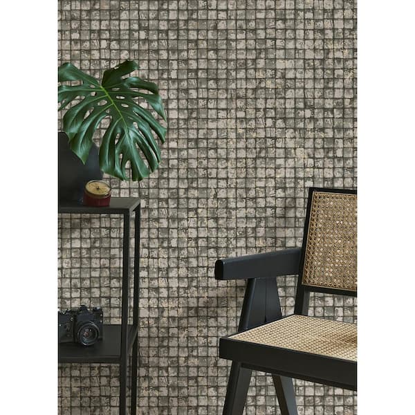 Kingsley Grey Tiled Paper Non-Pasted Textured Wallpaper