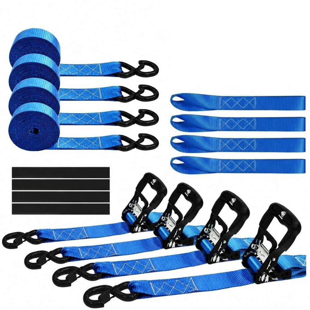 15 ft x 1.5 in Ratchet Tie Down Straps with S-Hooks and Soft Loops Heavy Duty Motorcycle Cargo 4 Pack price history on PriceWatchPro