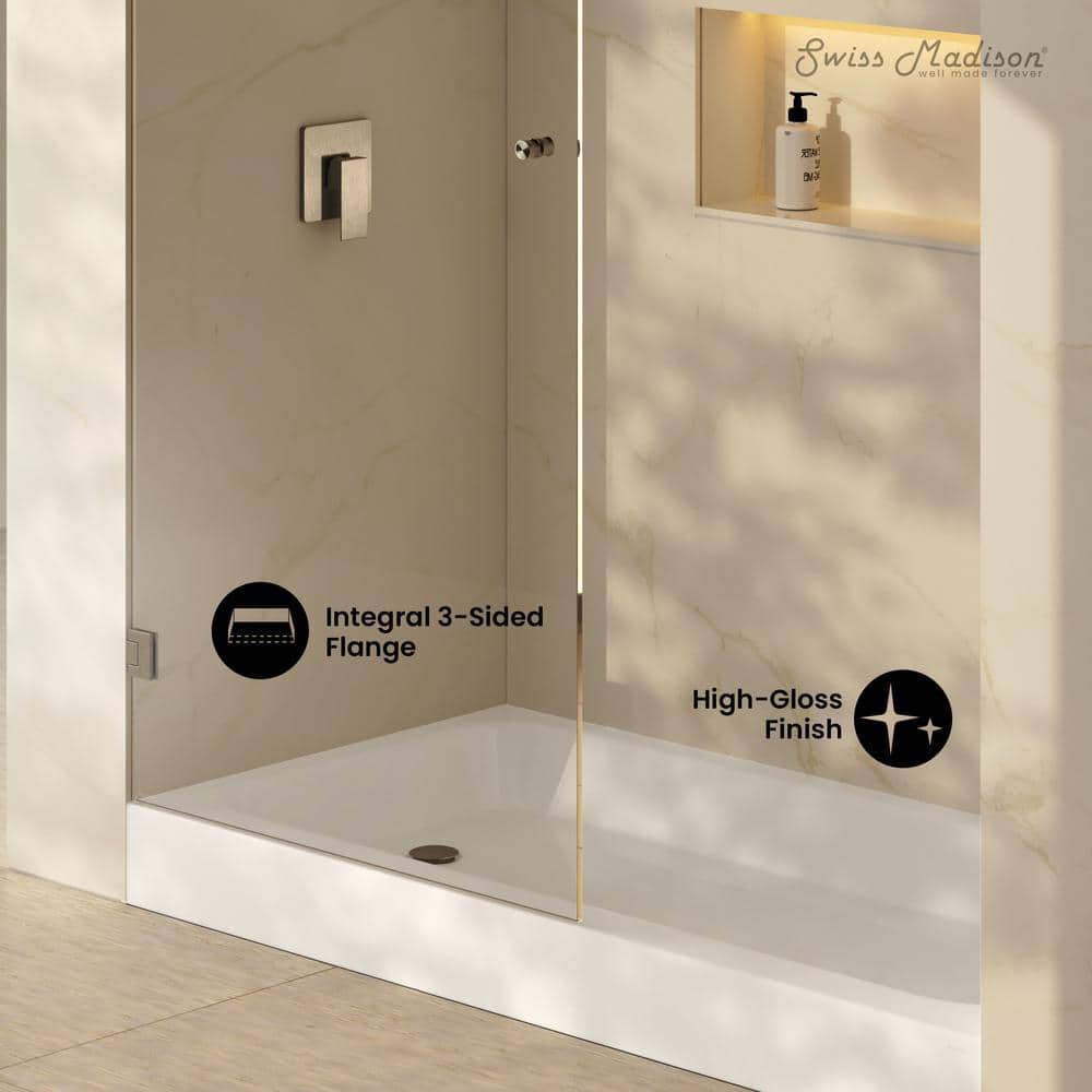 Voltaire 60 x 30 Glossy White Acrylic Shower Pan Base with Left Drain