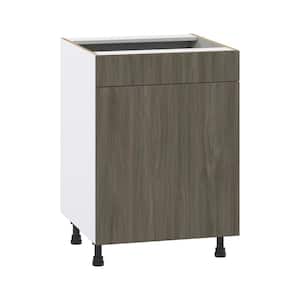 Medora 24 in. W x 34.5 in. H x 24 in. D Textured Slab Walnut Assembled Sink Base Kitchen Cabinet with a False Front