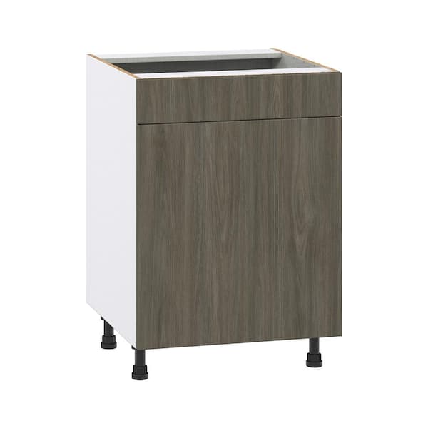 J COLLECTION Medora 24 in. W x 34.5 in. H x 24 in. D Textured Slab Walnut Assembled Sink Base Kitchen Cabinet with a False Front