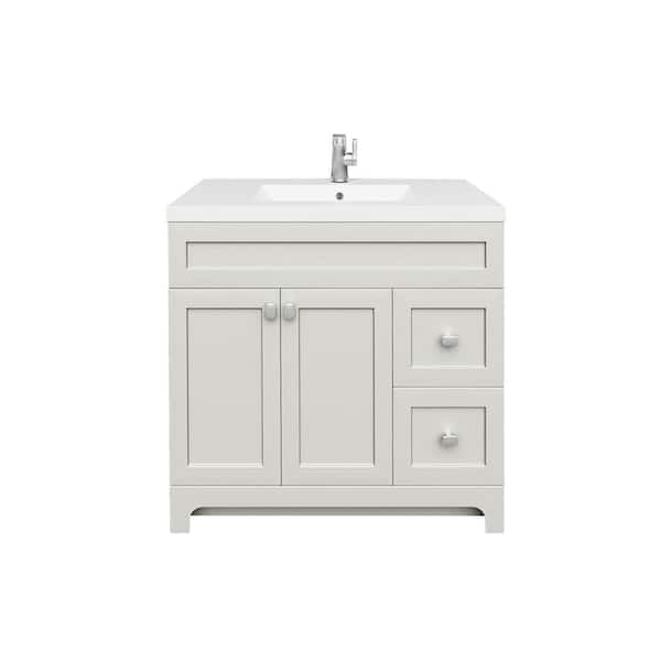 Cutler Kitchen and Bath Daisy 36 in. W x 21 in. D x 36.5 in. H S/Sink Free Standing Bath Vanity in Willow Gray with Cultured Marble Top in White
