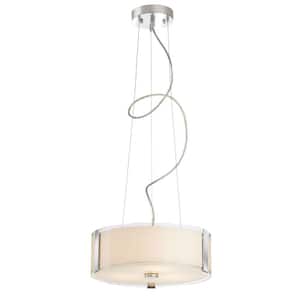 Bourland 3-Light Polished Chrome Pendant Light Fixture with Glass Drum Shade