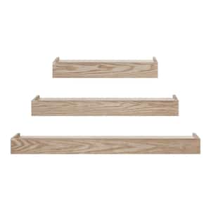 Modern Ash Wood Floating Wall Shelf (Set of 3) (36" W x 3" H x 6" D)