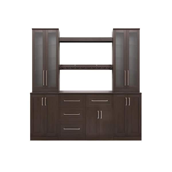 NewAge Products Home Bar 21 in. Espresso Cabinet Set (9-Piece)