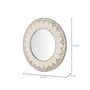 Medium Round Ivory Antiqued Classic Accent Mirror