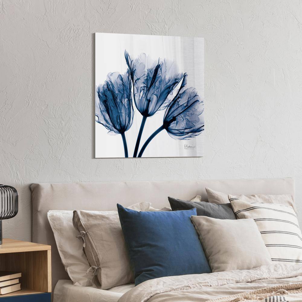 Empire Art Direct Blue Tulip X-Ray Floral Tempered Glass Art Print