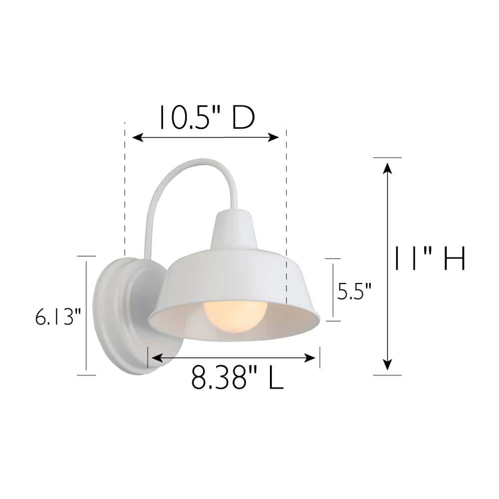 Mason White Steel 8-inch Indoor/Outdoor Wall Light