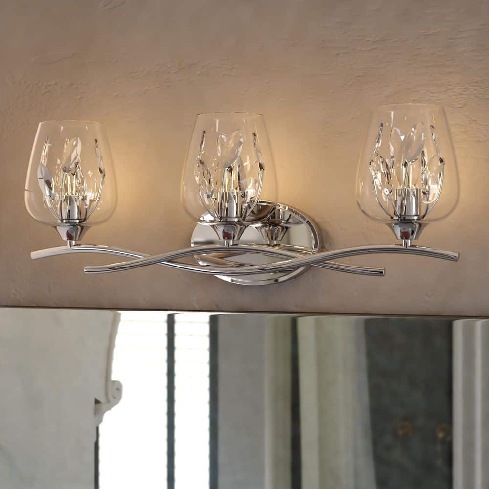 VAXCEL Wilmette 24 in. 3-Light Chrome Vanity Light with Clear