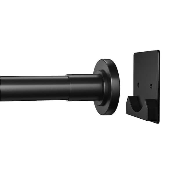 Adjustable 80 in. Stainless Steel Shower Curtain Rod for Bathroom, Spring Tension Rod with Holders in Matte Black