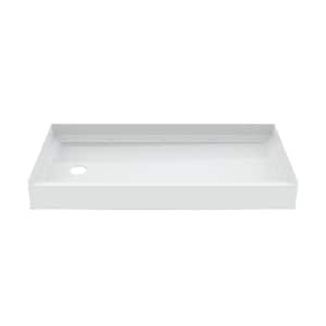 A2 60 in. x 30 in. Single Threshold Left Drain Shower Base in White