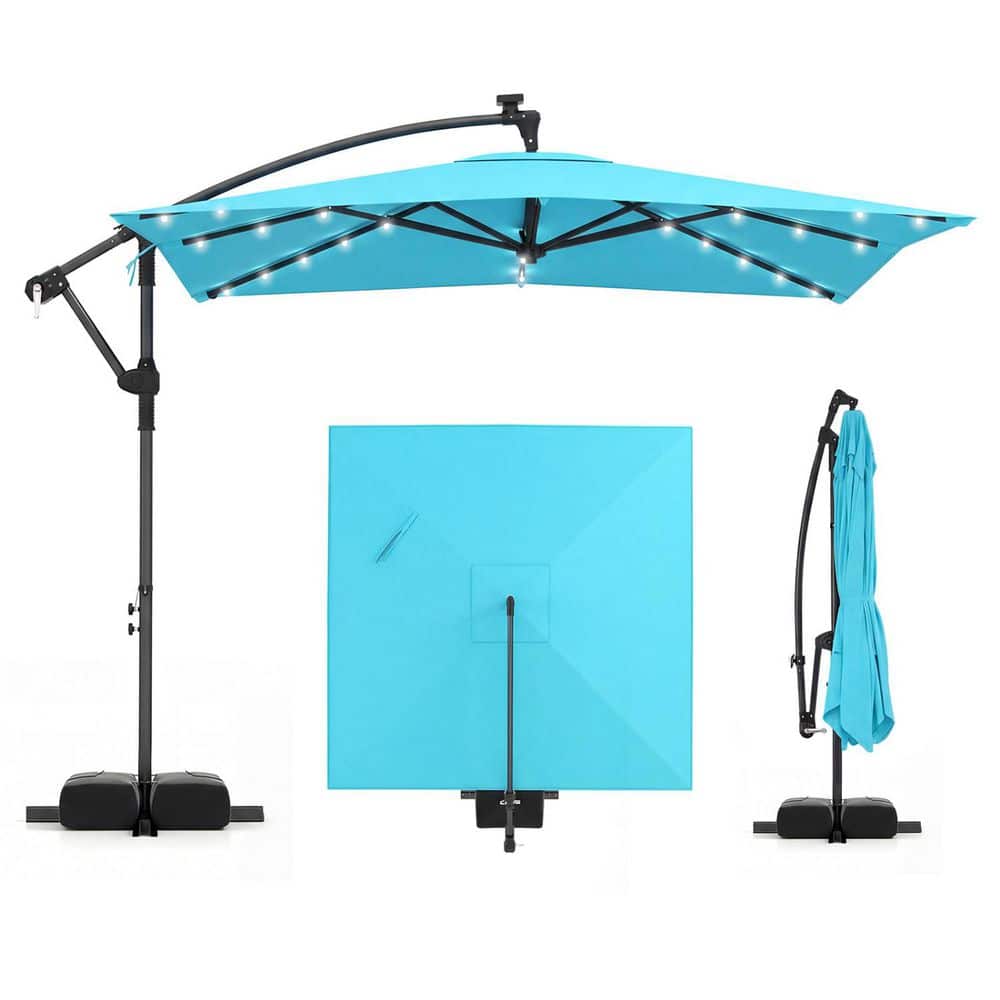 8 x 8 ft. Solar LED Offset Patio Umbrella in Turquoise price history on PriceWatchPro