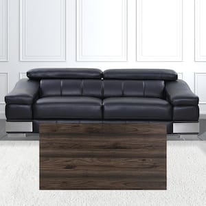 43 in. Black Rectangle Wood Coffee Table with Storage