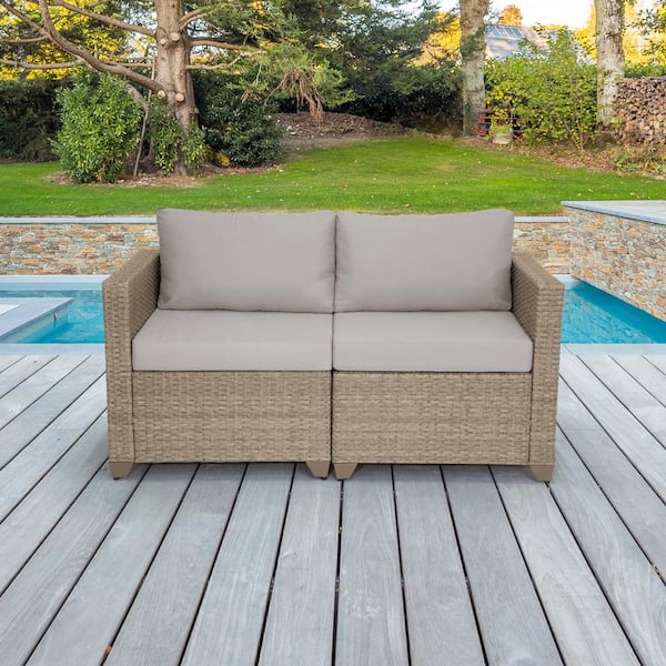 TK CLASSICS Maui Metal Outdoor Loveseat with Hazel Cushions